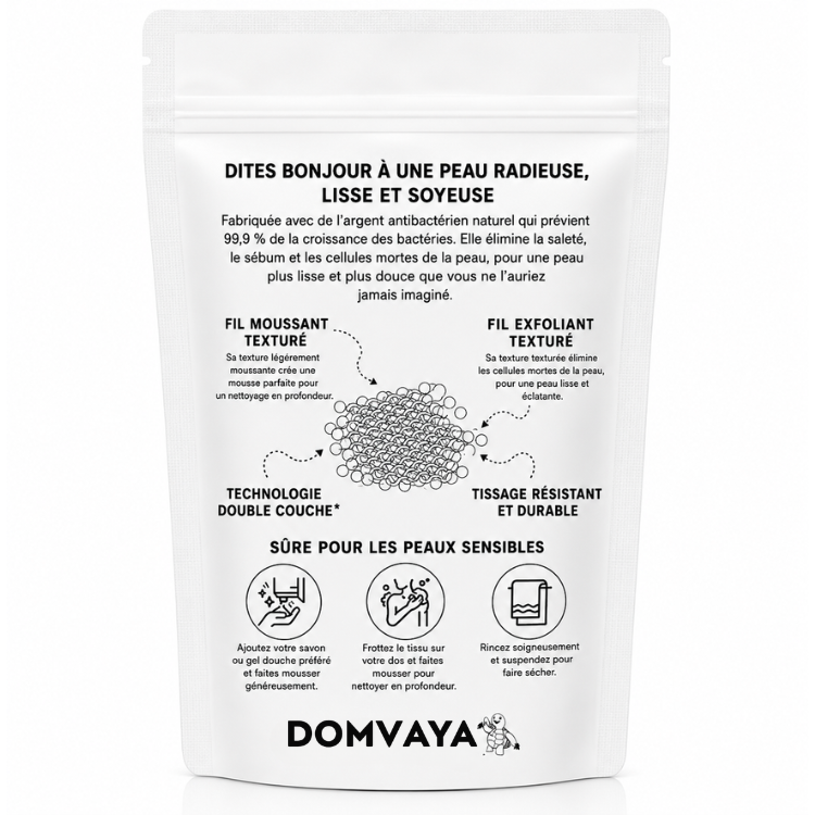 Serviette de douche exfoliante antibactérienne
