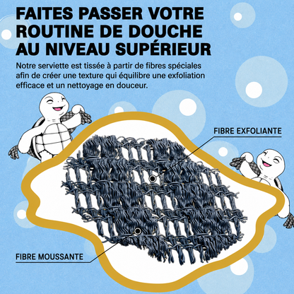 Serviette de douche exfoliante antibactérienne