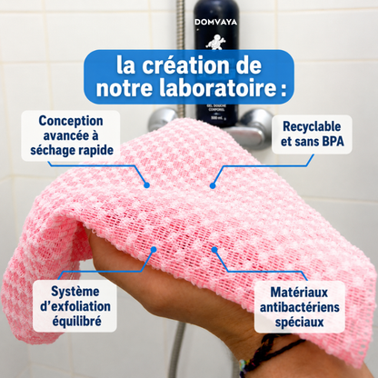 Serviette de douche exfoliante antibactérienne