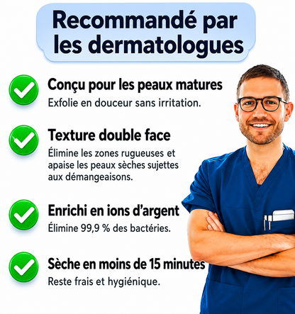 Serviette de douche exfoliante antibactérienne